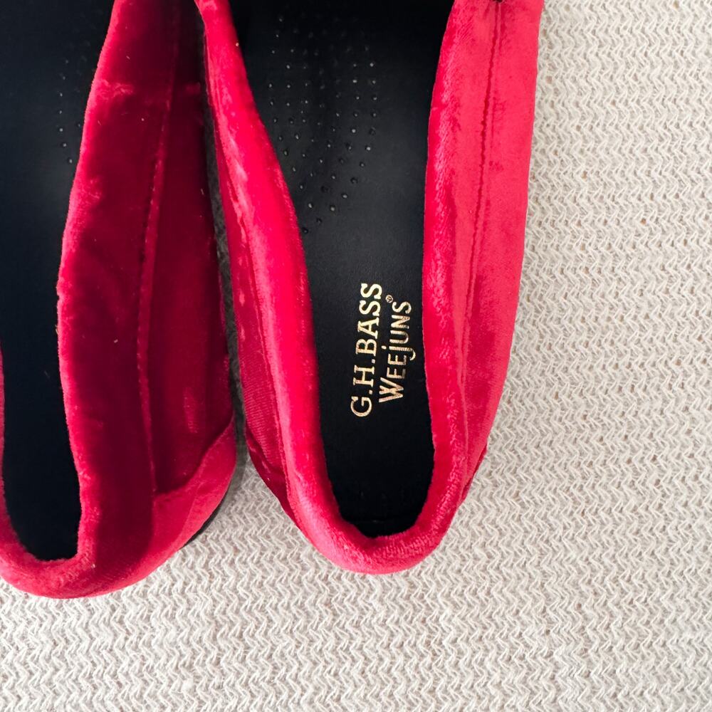 G.H. Bass Red Velvet Whitney Weejuns Loafer 8.5 Old Money Quiet Luxury Slide On - Picture 8 of 12